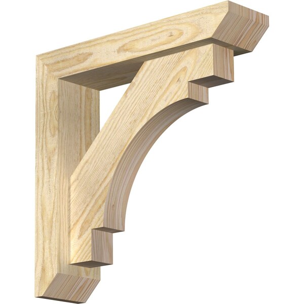 Ekena Millwork Merced Slat Rough Sawn Bracket w/ Offset Brace, Douglas Fir, 4"W x 16"D x 16"H BKT0402X16X16MRC06RDF - main